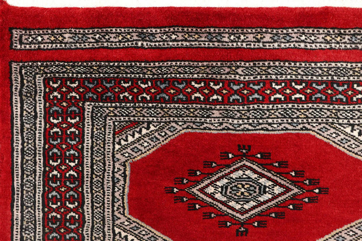 Red Pakistani Jaldar Rug 2' 3" x 9' 1" Hand-Knotted | No. QA99128