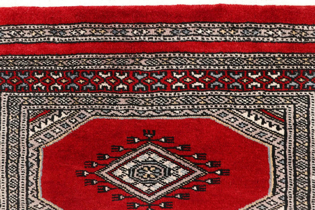 Red Pakistani Jaldar Rug 2' 3" x 9' 1" Hand-Knotted | No. QA99128