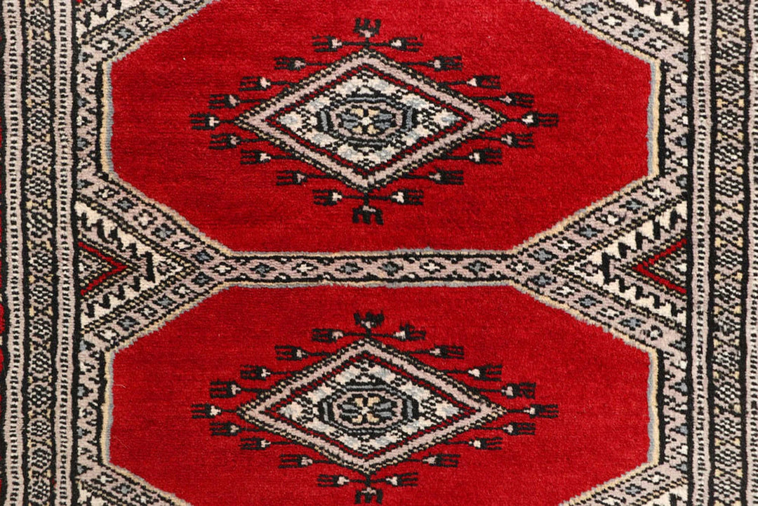 Red Pakistani Jaldar Rug 2' 3" x 9' 1" Hand-Knotted | No. QA99128