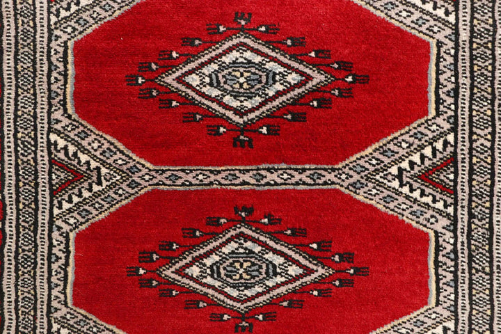 Red Pakistani Jaldar Rug 2' 3" x 9' 1" Hand-Knotted | No. QA99128