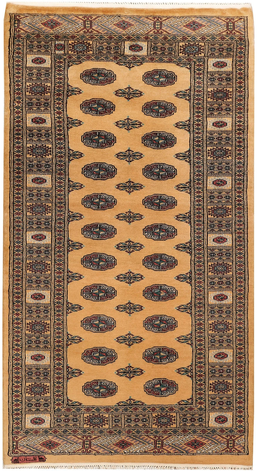 Yellow Pakistani Bokhara Rug 3'2" x 6' Hand-Knotted | No. QA99208