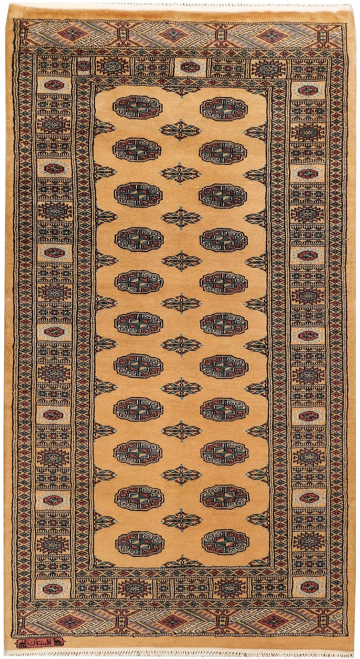 Yellow Pakistani Bokhara Rug 3'2" x 6' Hand-Knotted | No. QA99208
