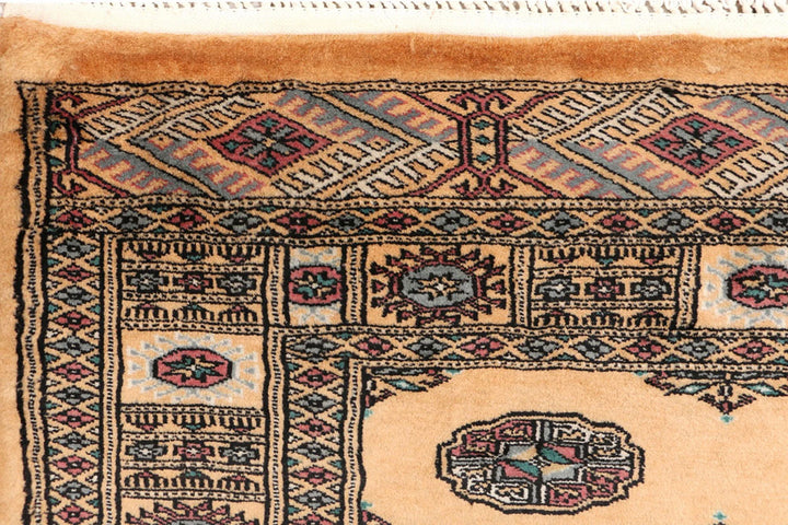 Yellow Pakistani Bokhara Rug 3'2" x 6' Hand-Knotted | No. QA99208