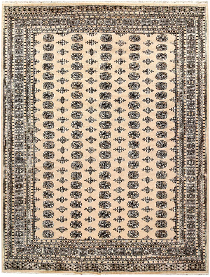 Brown Pakistani Bokhara Rug 9' 2" x 12' 5" Hand-Knotted | No. QA99210