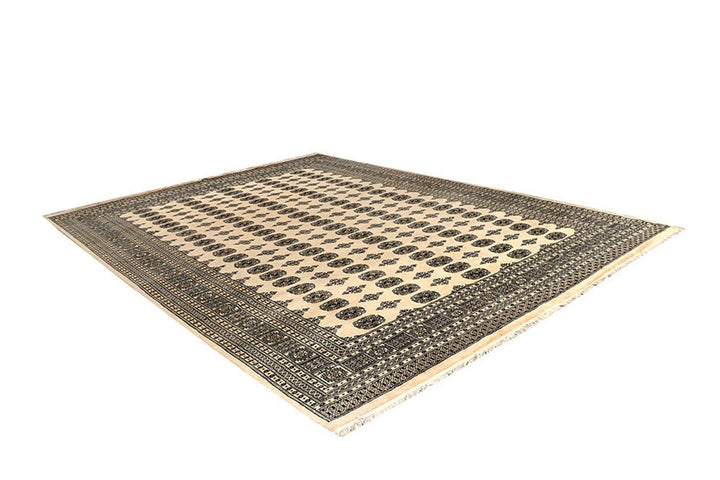 Brown Pakistani Bokhara Rug 9' 2" x 12' 5" Hand-Knotted | No. QA99210