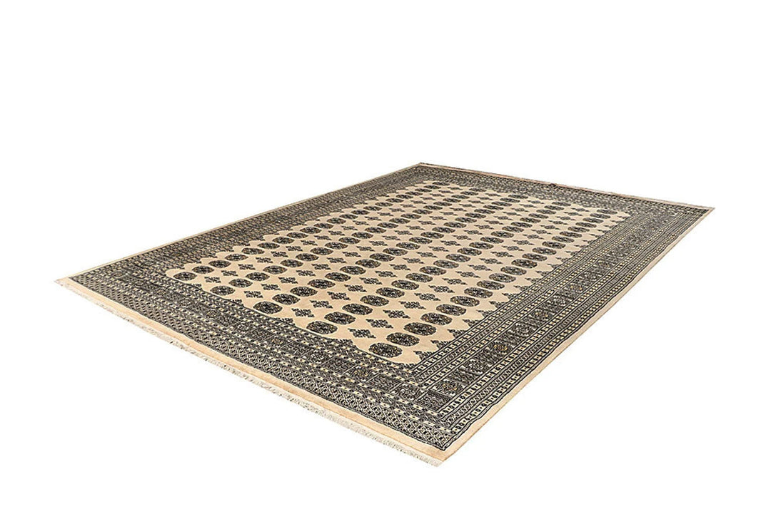 Brown Pakistani Bokhara Rug 9' 2" x 12' 5" Hand-Knotted | No. QA99210