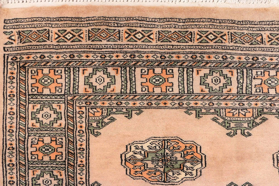 Tan Bokhara Rug 4' 2" x 6' 2" Hand-Knotted | No. QA99240