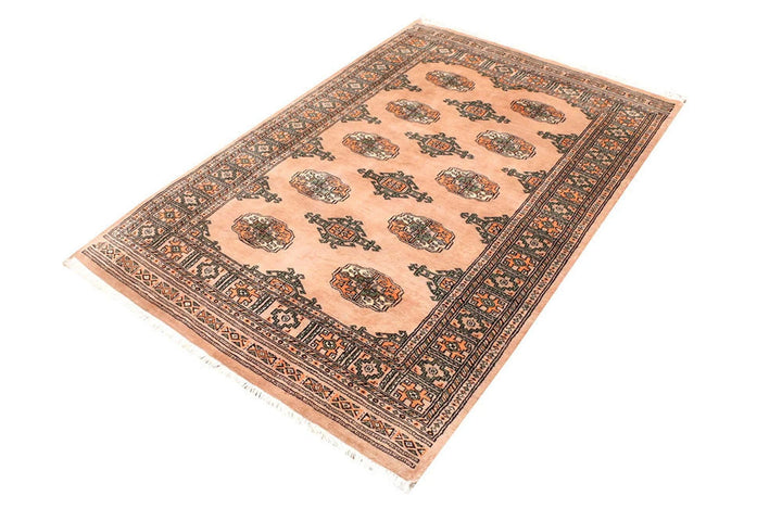 Tan Bokhara Rug 4' 2" x 6' 2" Hand-Knotted | No. QA99240