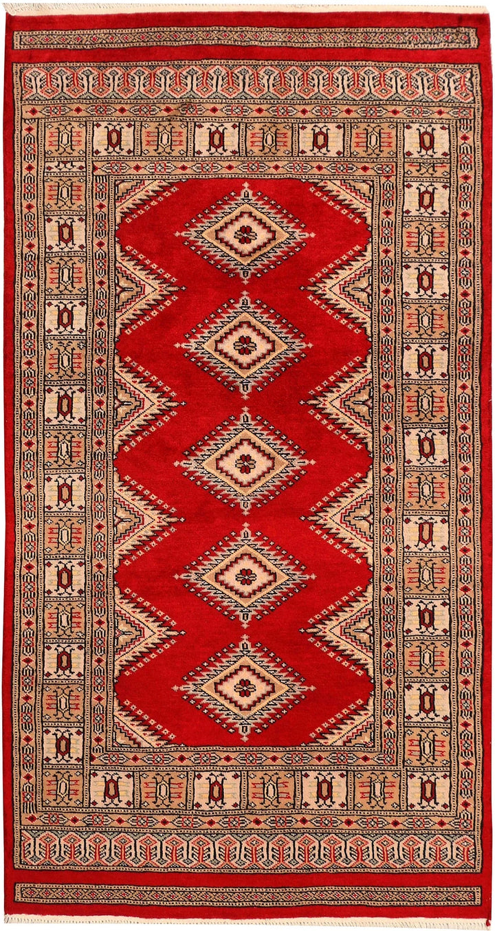 Dark Red Pakistani Jaldar Rug 3' x 5'8" Hand-Knotted | No. QA99365