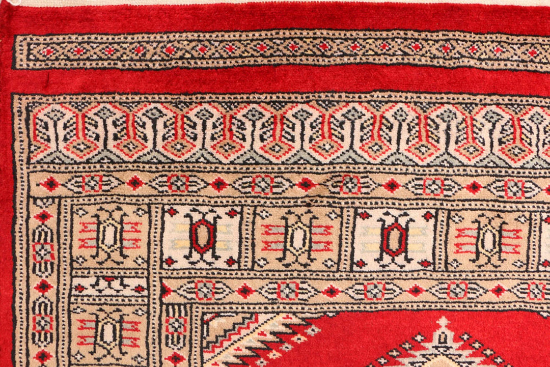 Dark Red Pakistani Jaldar Rug 3' x 5'8" Hand-Knotted | No. QA99365