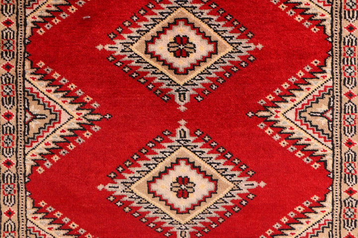 Dark Red Pakistani Jaldar Rug 3' x 5'8" Hand-Knotted | No. QA99365
