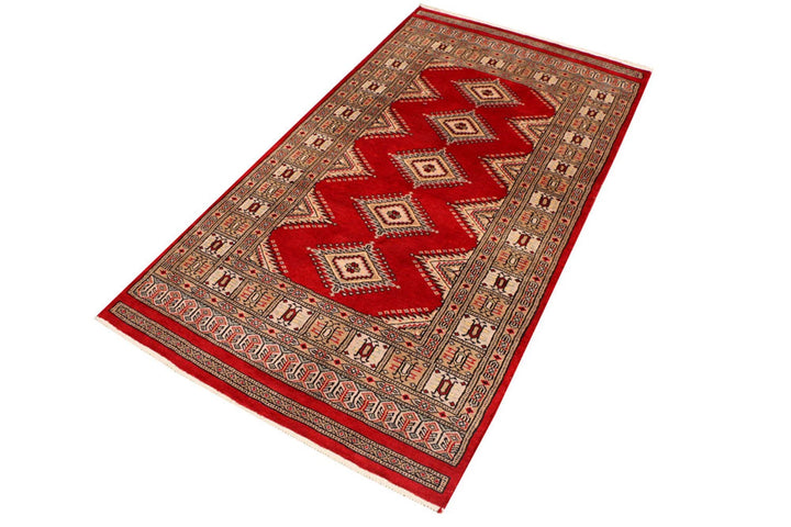 Dark Red Pakistani Jaldar Rug 3' x 5'8" Hand-Knotted | No. QA99365