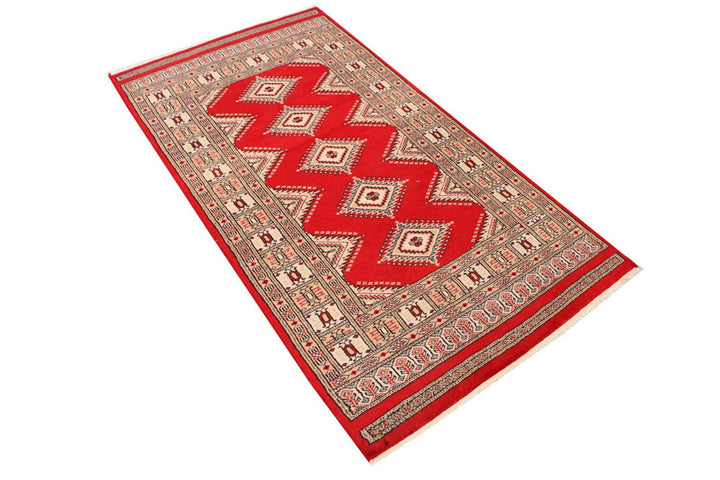Dark Red Pakistani Jaldar Rug 3' x 5'8" Hand-Knotted | No. QA99365