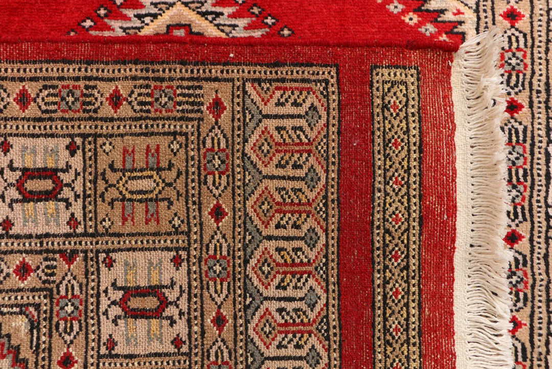 Dark Red Pakistani Jaldar Rug 3' x 5'8" Hand-Knotted | No. QA99365