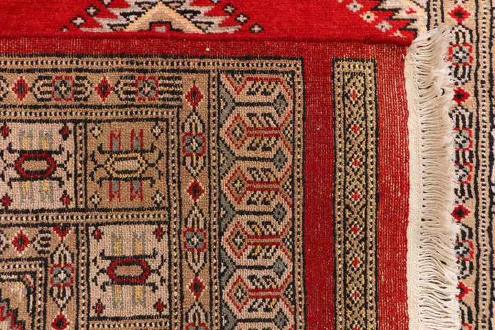 Dark Red Pakistani Jaldar Rug 3' x 5'8" Hand-Knotted | No. QA99365
