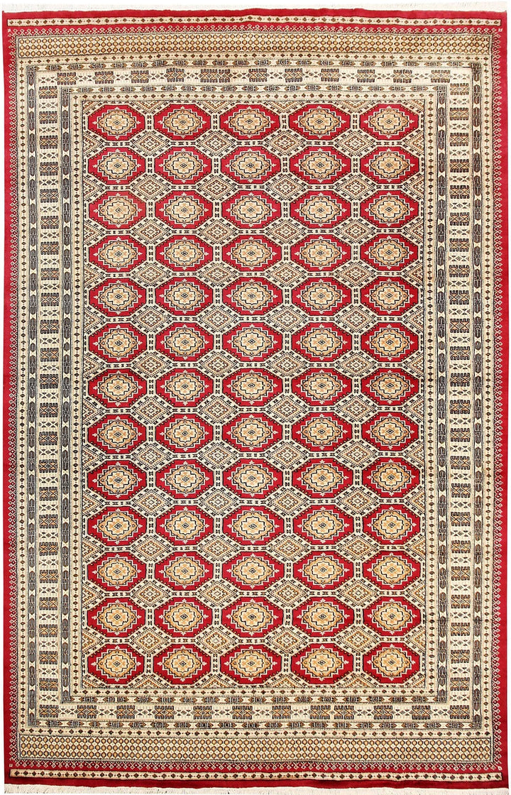 Firebrick Pakistani Jaldar Rug 7' 1" x 10' Hand-Knotted | No. QA99400