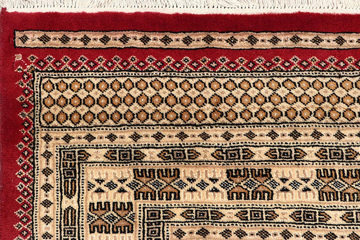 Firebrick Pakistani Jaldar Rug 7' 1" x 10' Hand-Knotted | No. QA99400