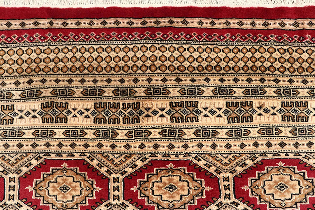 Firebrick Pakistani Jaldar Rug 7' 1" x 10' Hand-Knotted | No. QA99400
