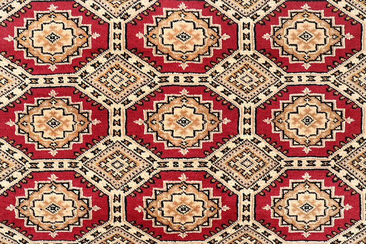 Firebrick Pakistani Jaldar Rug 7' 1" x 10' Hand-Knotted | No. QA99400