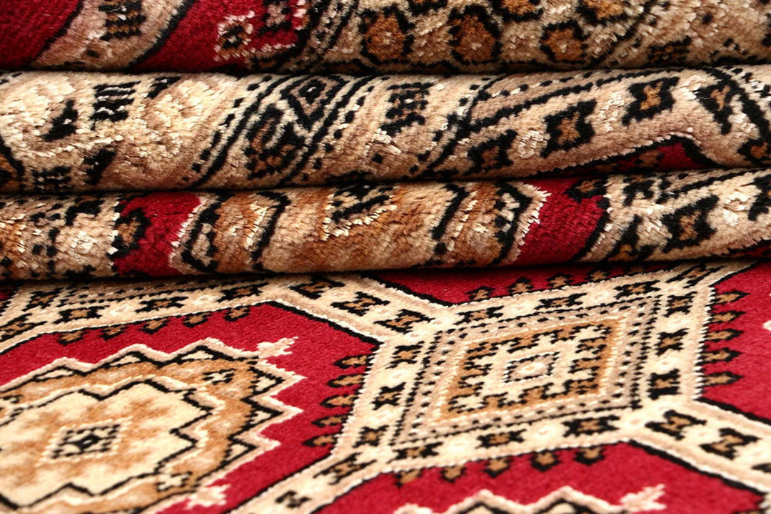 Firebrick Pakistani Jaldar Rug 7' 1" x 10' Hand-Knotted | No. QA99400