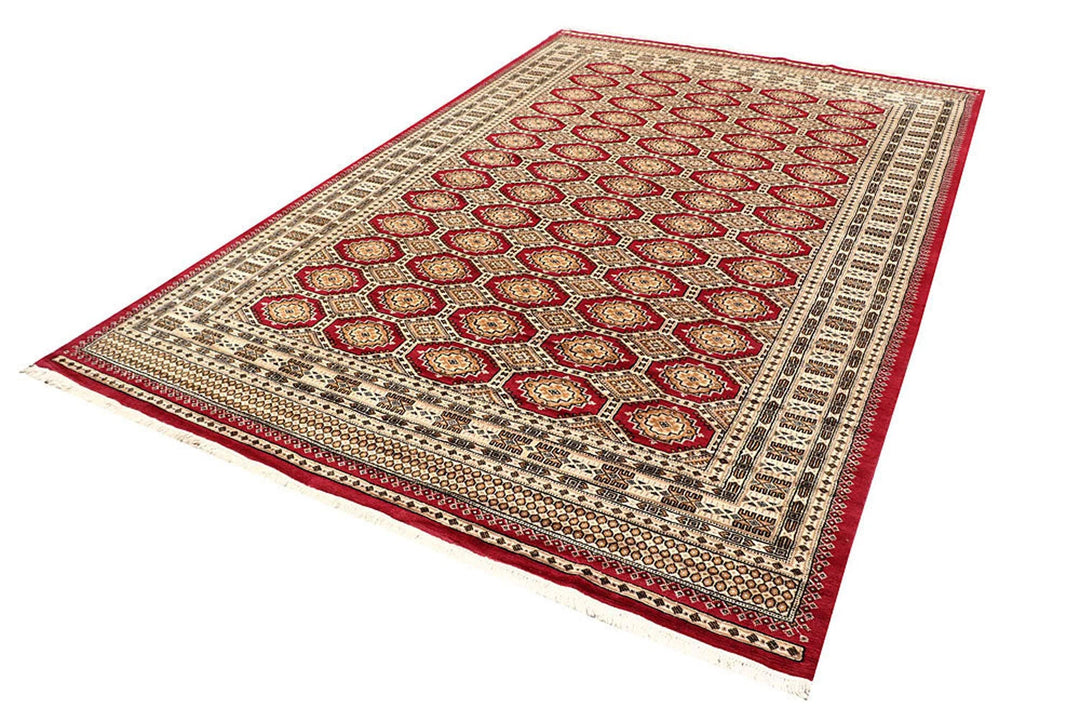Firebrick Pakistani Jaldar Rug 7' 1" x 10' Hand-Knotted | No. QA99400