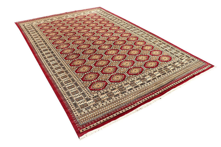 Firebrick Pakistani Jaldar Rug 7' 1" x 10' Hand-Knotted | No. QA99400