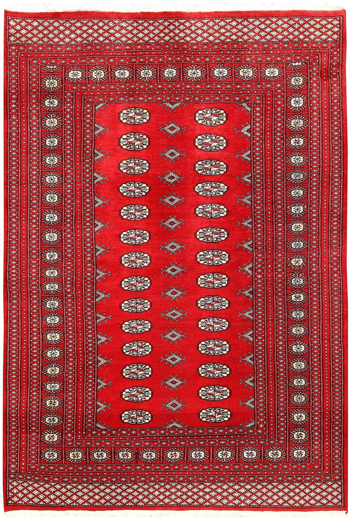 Red Bokhara Rug 5' 1" x 7' 4" Hand-Knotted | No. QA99409