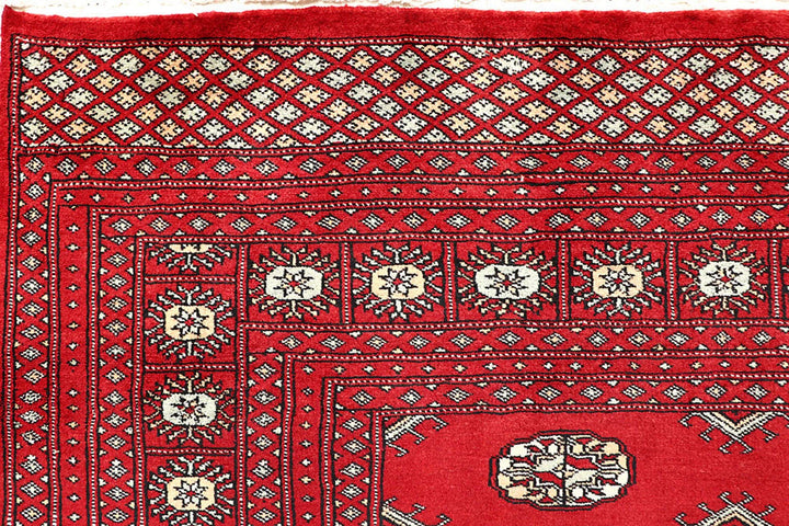Red Bokhara Rug 5' 1" x 7' 4" Hand-Knotted | No. QA99409