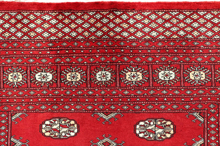 Red Bokhara Rug 5' 1" x 7' 4" Hand-Knotted | No. QA99409