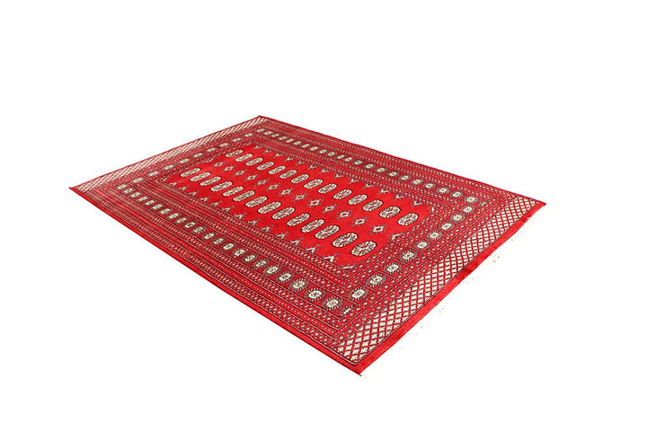 Red Bokhara Rug 5' 1" x 7' 4" Hand-Knotted | No. QA99409