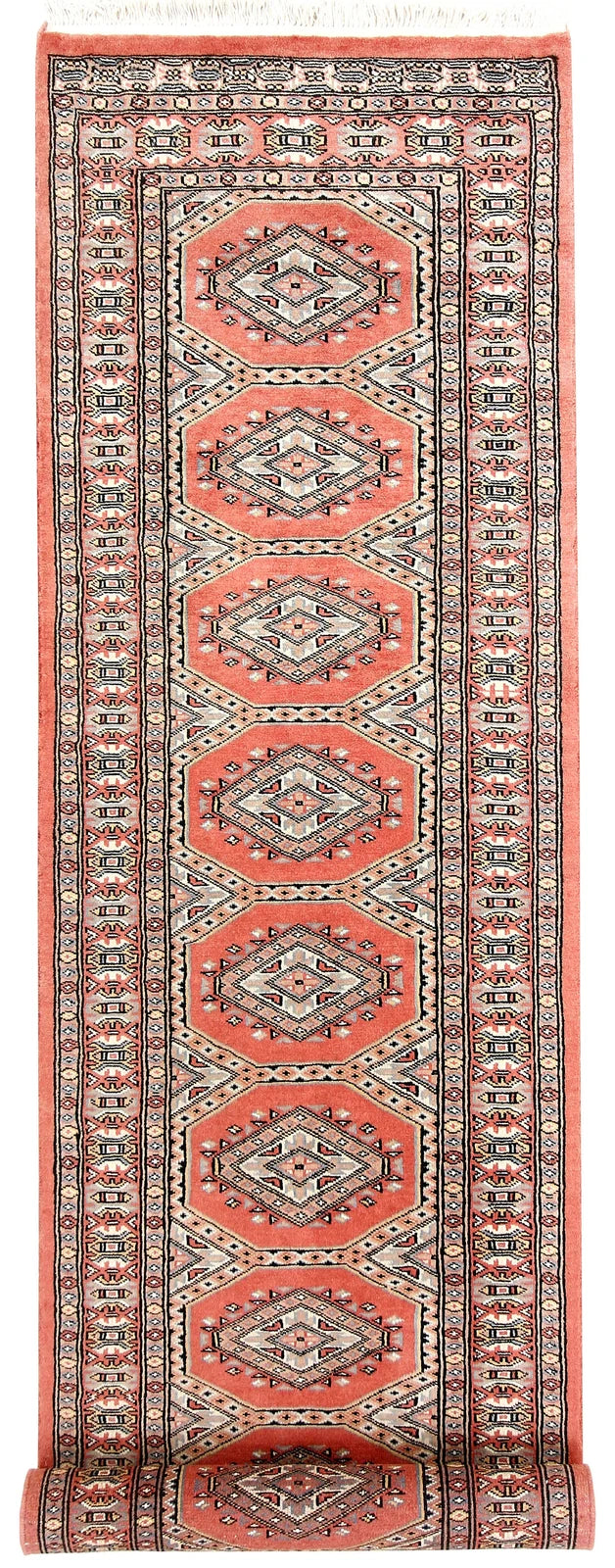Light Salmon Pakistani Jaldar Runner 2' 4" x 9' 2" Hand-Knotted | No. QA99577