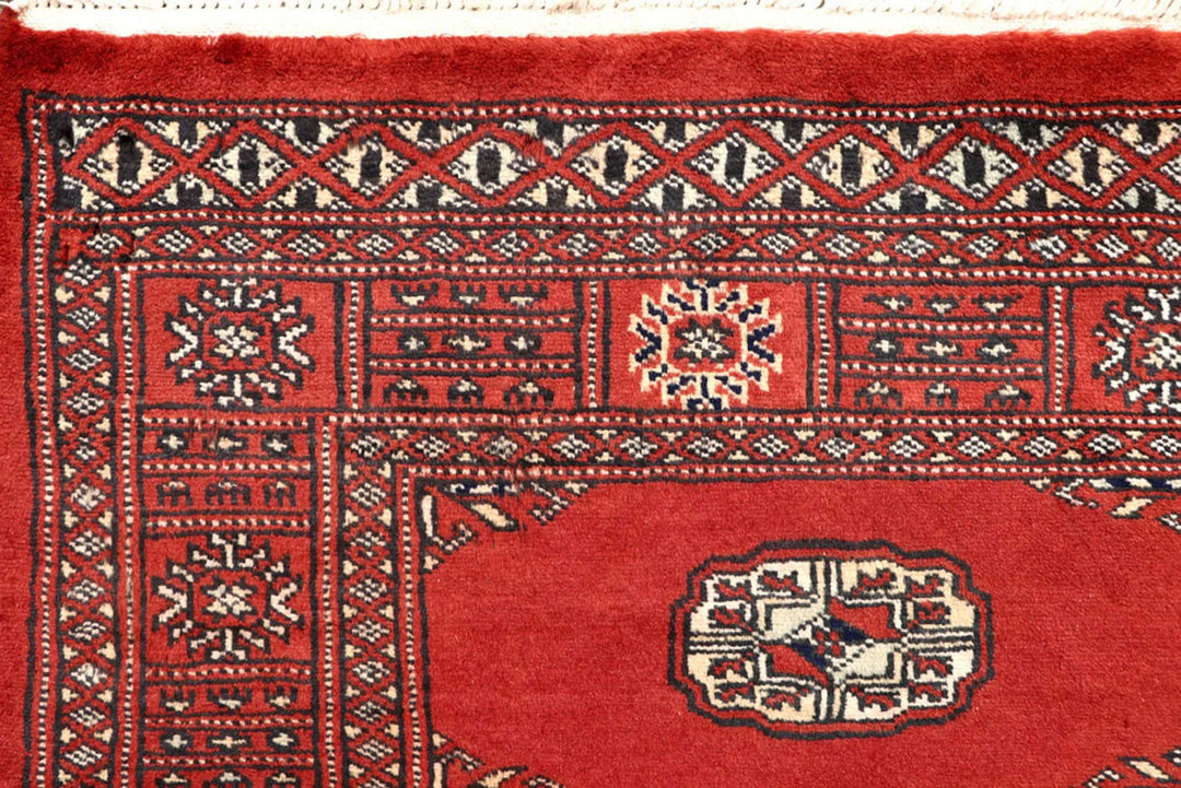 Tomato Pakistani Bokhara Runner Rug 2' 7" x 14' 1" Hand-Knotted | No. QA99654
