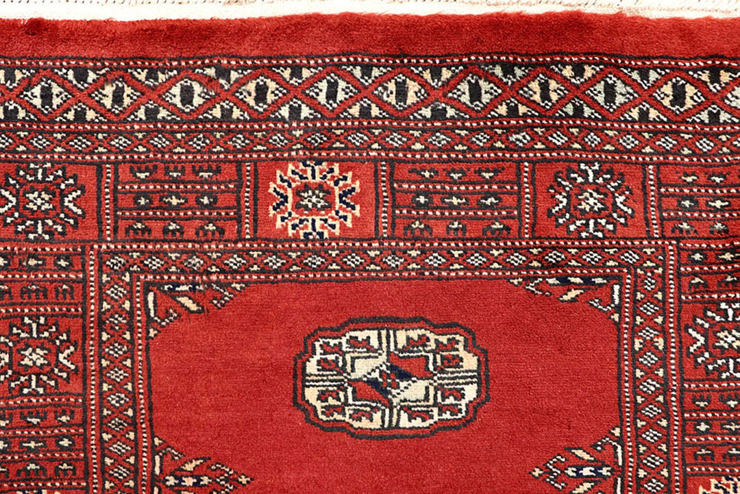 Tomato Pakistani Bokhara Runner Rug 2' 7" x 14' 1" Hand-Knotted | No. QA99654