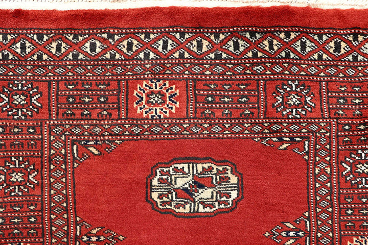 Tomato Pakistani Bokhara Runner Rug 2' 7" x 14' 1" Hand-Knotted | No. QA99654