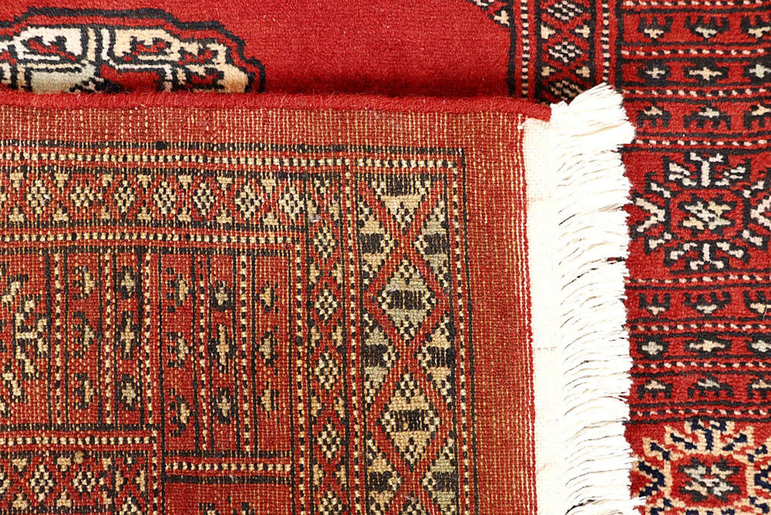 Tomato Pakistani Bokhara Runner Rug 2' 7" x 14' 1" Hand-Knotted | No. QA99654