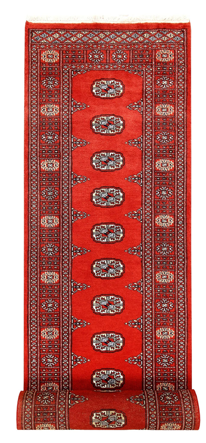 Tomato Pakistani Bokhara Runner 2' 7" x 14' Hand-Knotted | No. QA99692
