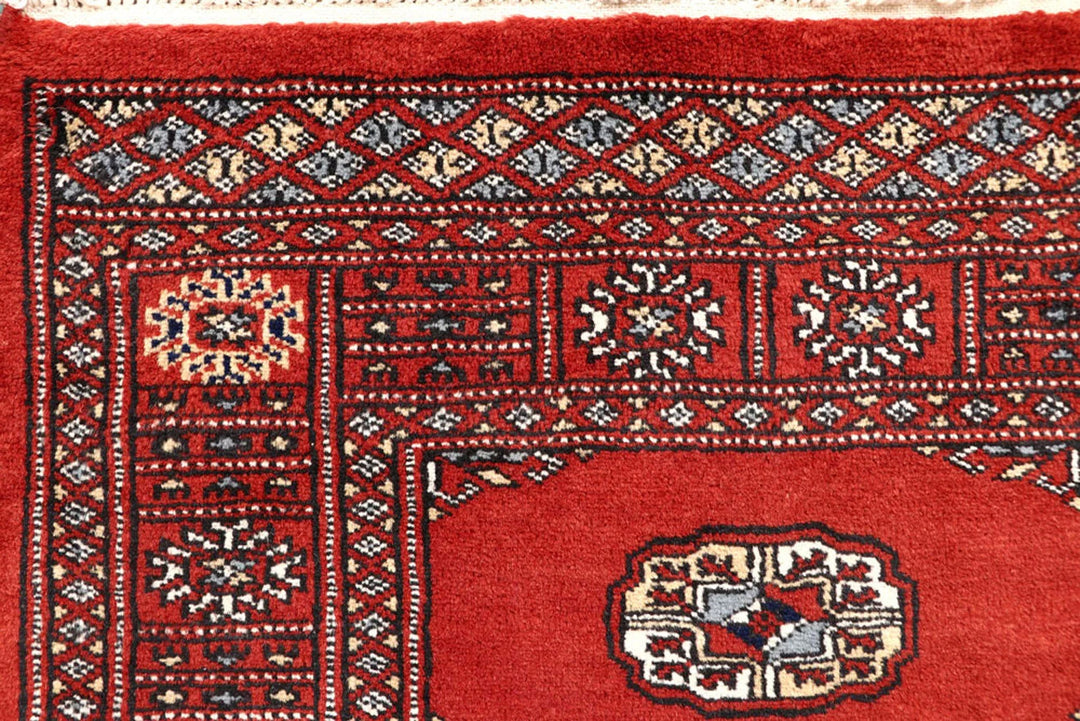 Tomato Pakistani Bokhara Runner 2' 7" x 14' Hand-Knotted | No. QA99692