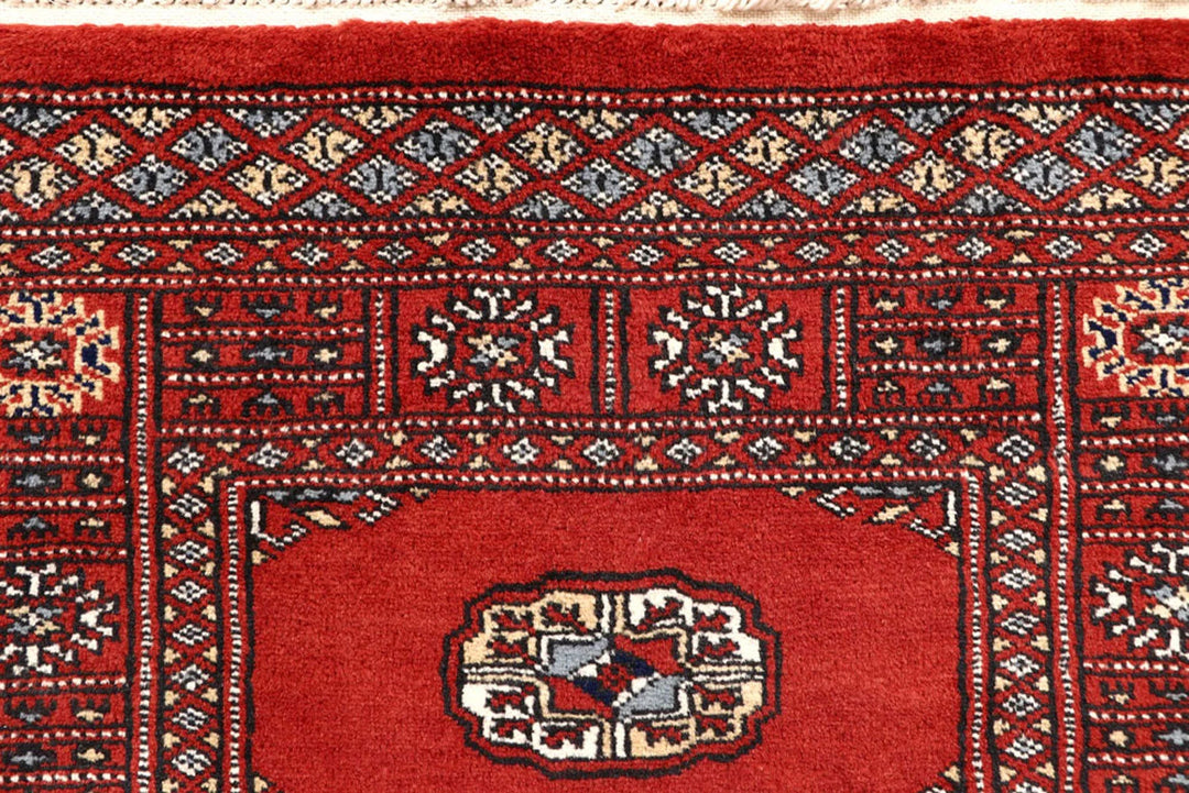 Tomato Pakistani Bokhara Runner 2' 7" x 14' Hand-Knotted | No. QA99692