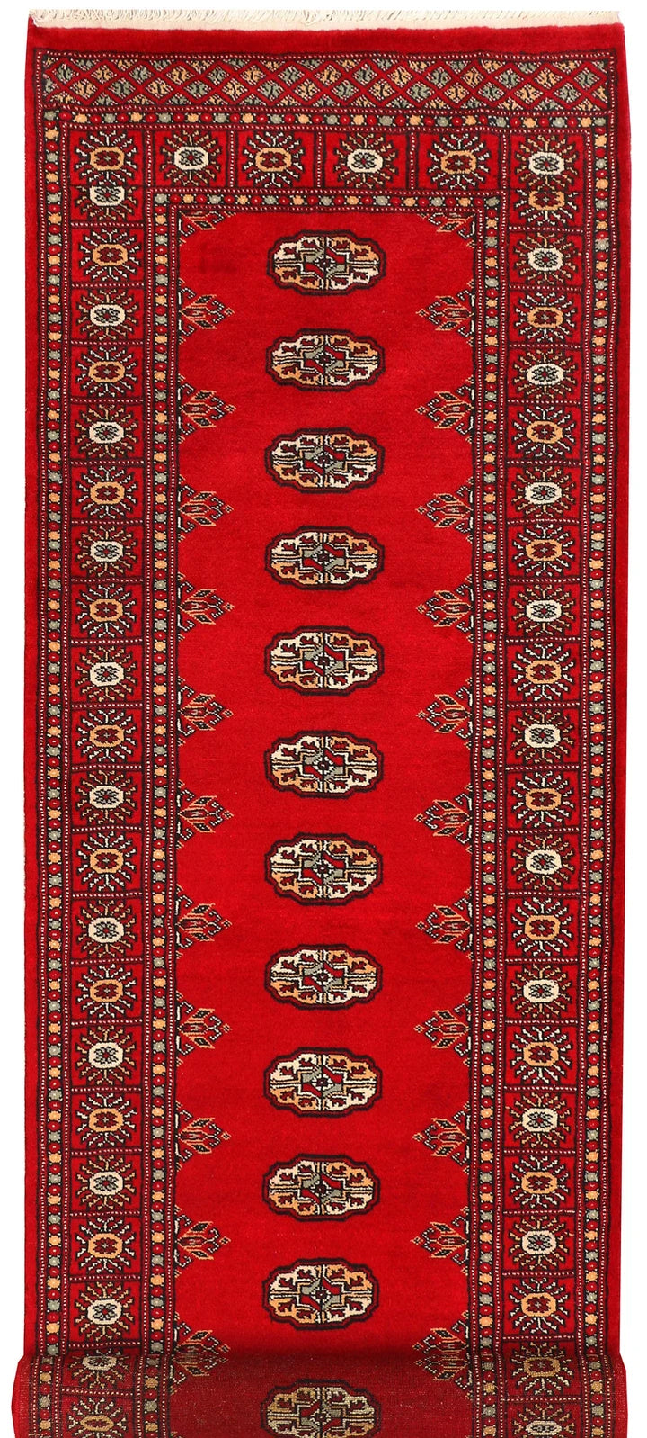 Red Pakistani Bokhara Rug 2' 7" x 8' 9" Hand-Knotted | No. QA99999