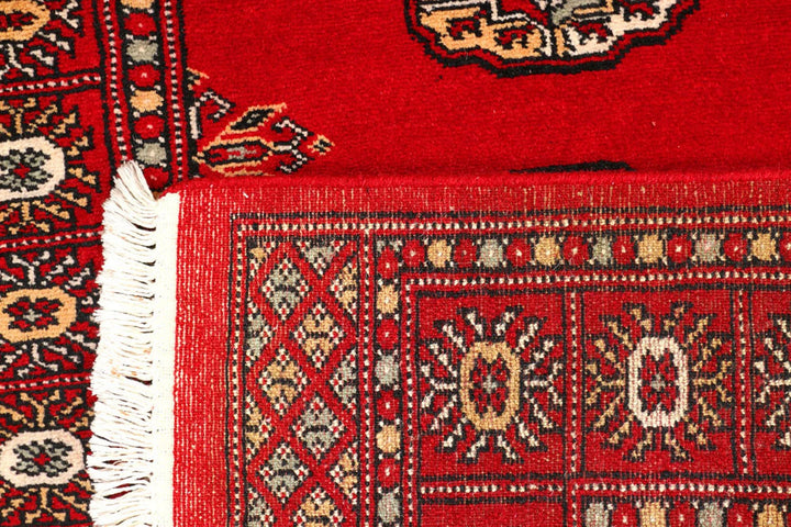 Red Pakistani Bokhara Rug 2' 7" x 8' 9" Hand-Knotted | No. QA99999