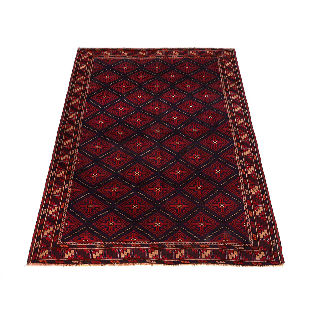 Afghan Baluchi Rug 5' 1" x 7' 7" Hand-Knotted detail