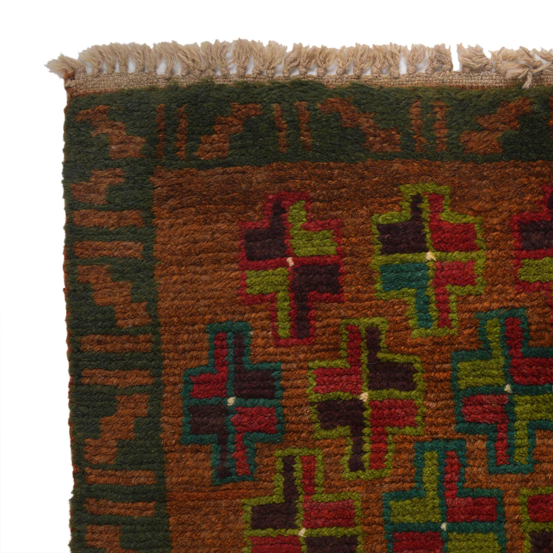 Brown Afghan Baluchi Rug 2' 1" x 6' 2" Hand-Knotted view