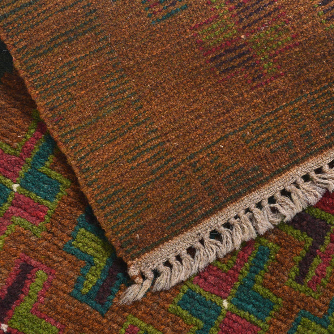Brown Afghan Baluchi Rug 2' 1" x 6' 2" Hand-Knotted pattern