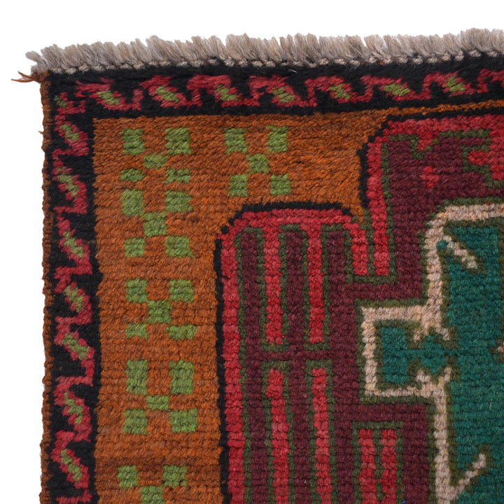 Orange Afghan Baluchi Rug 2' 2" x 6' 7" Hand-Knotted view