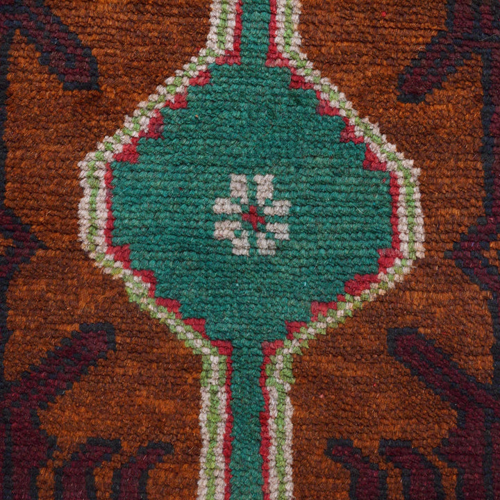Red Afghan Baluchi Runner 2' 2" x 6' 7" Hand-Knotted close-up