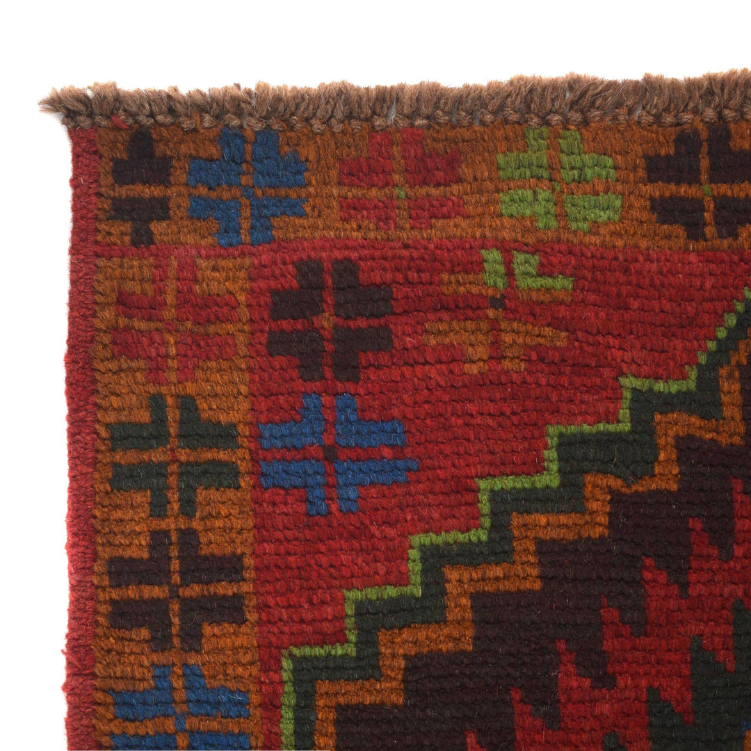 Red Afghan Baluchi Rug 1' 12" x 6' 5" Hand-Knotted view