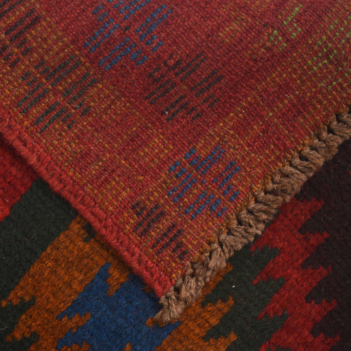 Red Afghan Baluchi Rug 1' 12" x 6' 5" Hand-Knotted pattern