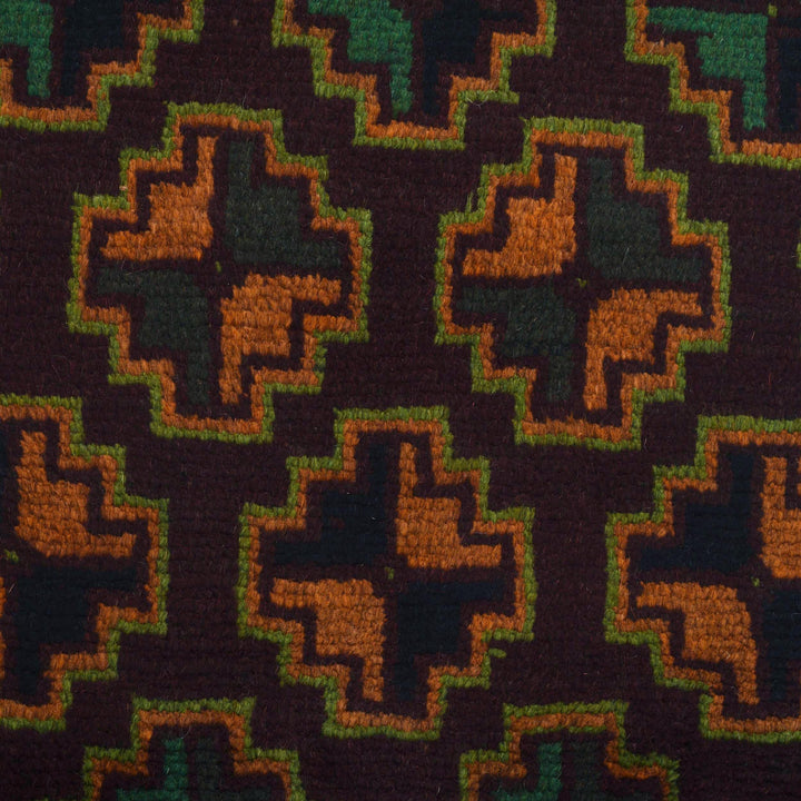 Afghan Baluchi Runner 2' 4" x 6' 8" Hand-Knotted close-up