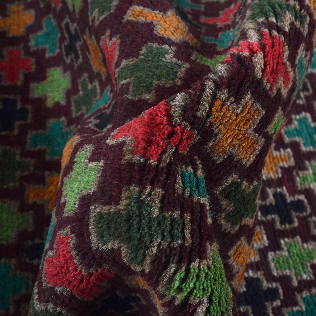 Afghan Baluchi Rug 2' 2" x 6' 7" Hand-Knotted field