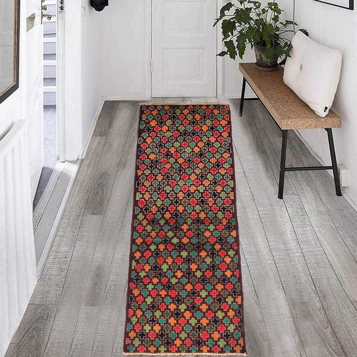 Afghan Baluchi Rug 2' 2" x 6' 7" Hand-Knotted texture